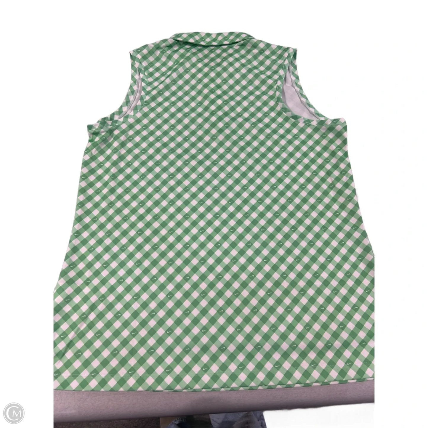 Athletic Tank Top By Nike In Green & White, Size: L