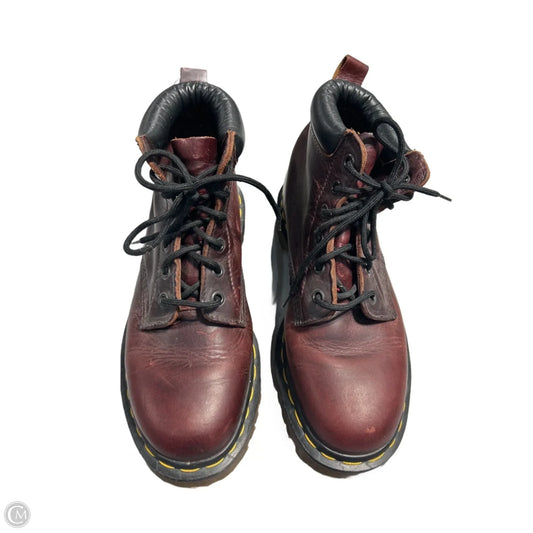 Boots Ankle Flats By Dr Martens In Maroon, Size: 9