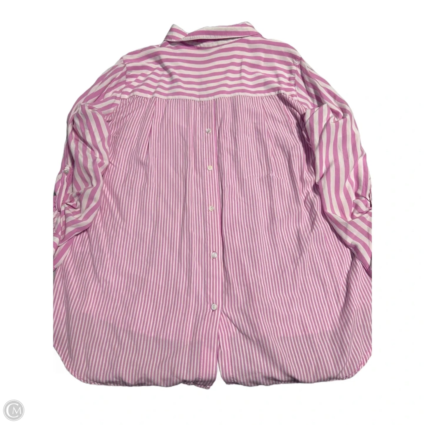 Top Long Sleeve By Jane And Delancey In Pink & White, Size: Xl