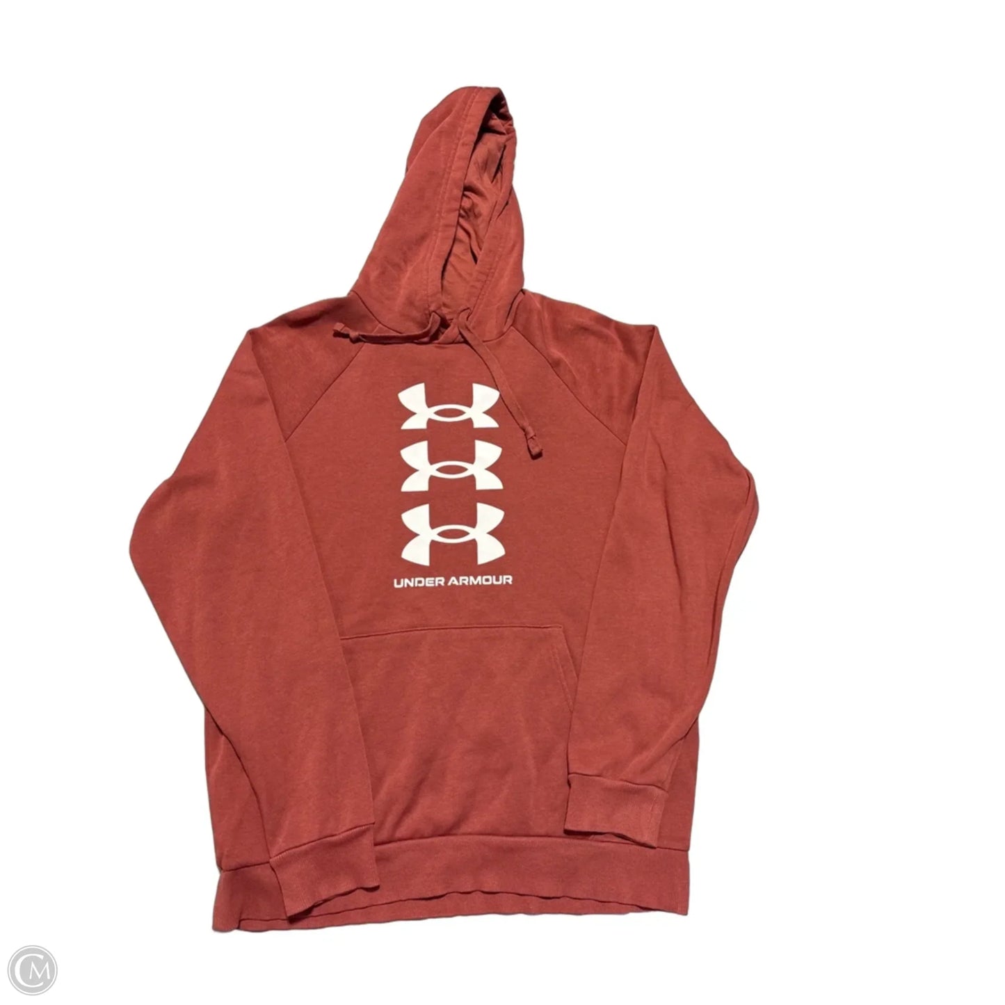Athletic Sweatshirt Hoodie By Under Armour In Orange & White, Size: M