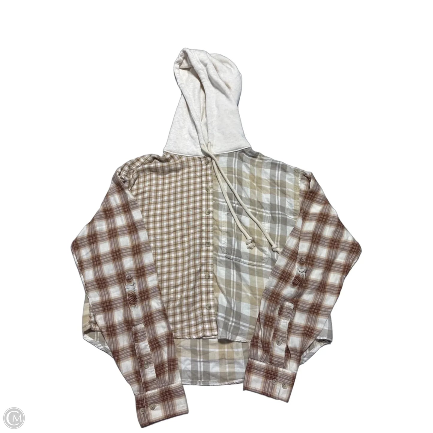 Jacket Shirt By American Eagle In Plaid Pattern, Size: S