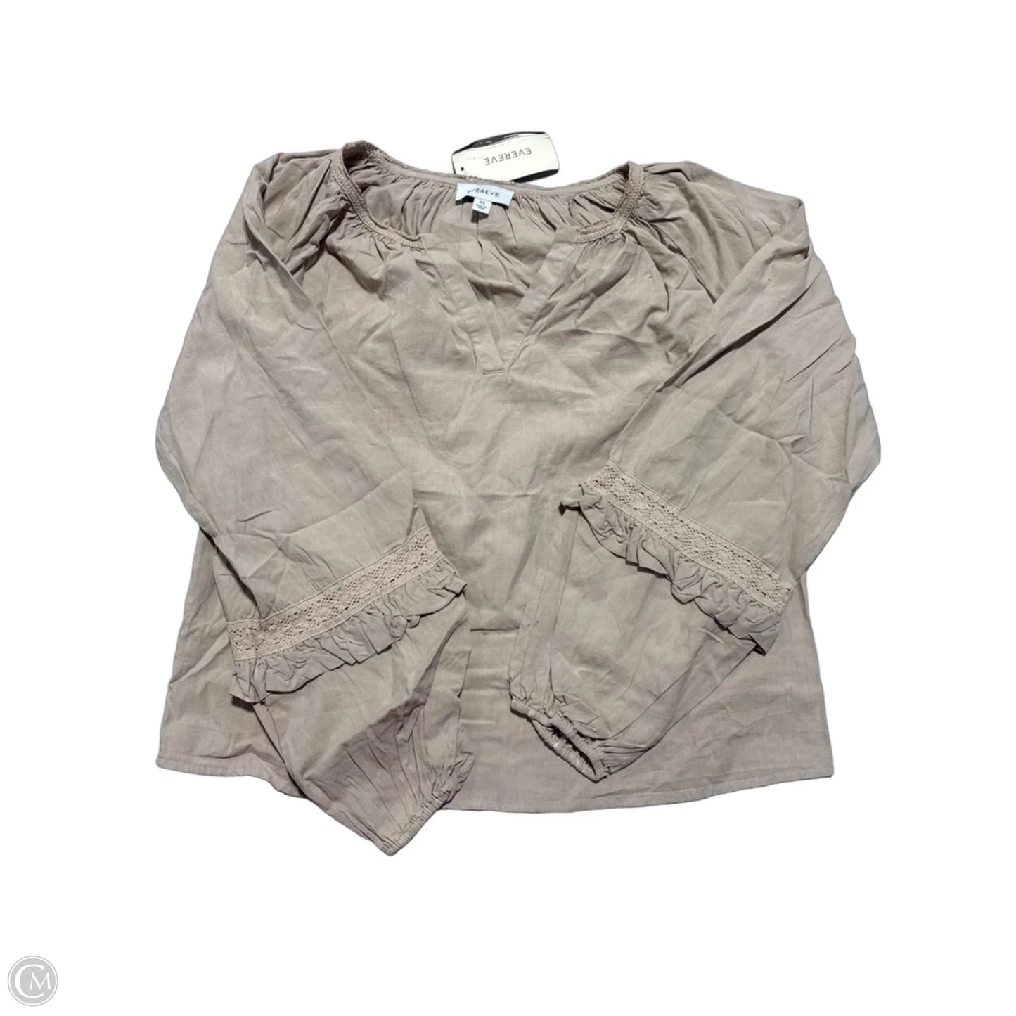 Blouse Long Sleeve By Evereve In Beige, Size: Xs