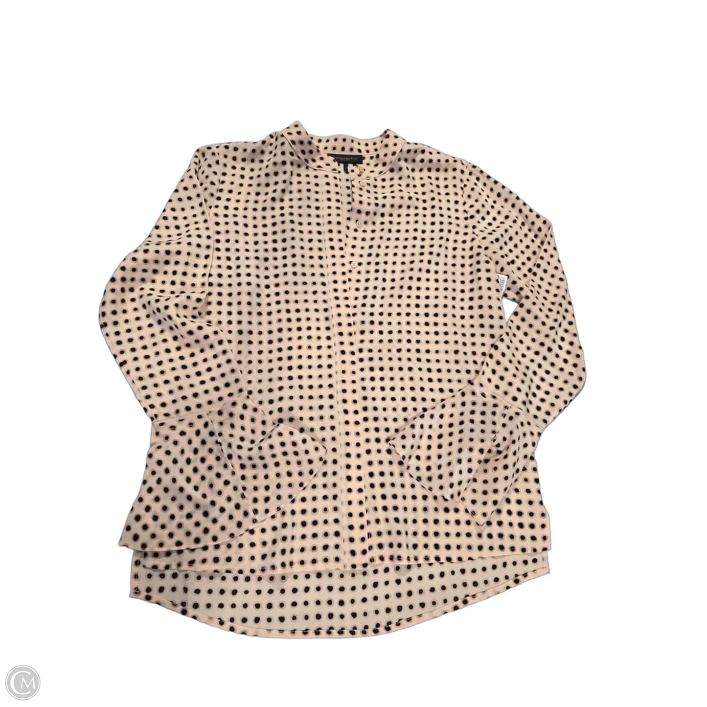 Blouse Long Sleeve By Donna Karan In Black & Tan, Size: Xs