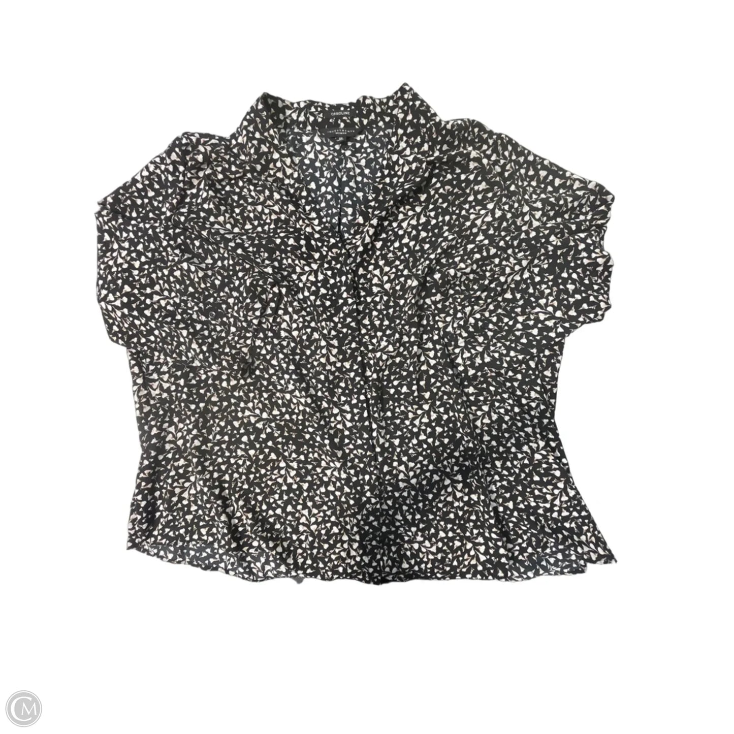 Top 3/4 Sleeve By Investments In Black & Cream, Size: 3x
