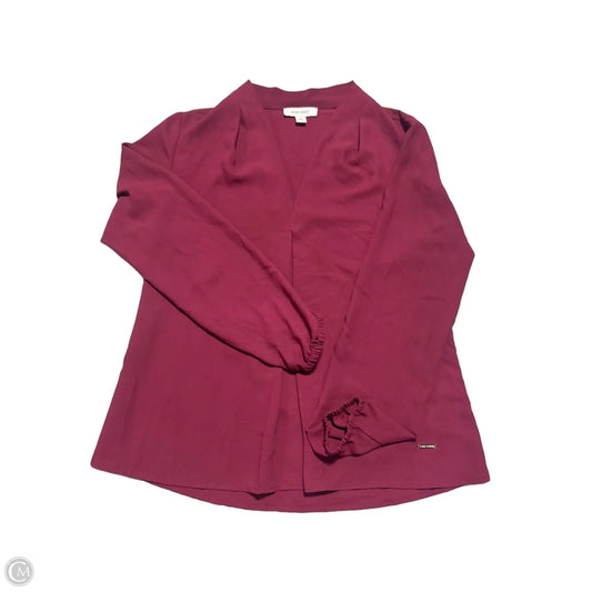 Blouse Long Sleeve By Nine West In Maroon, Size: S