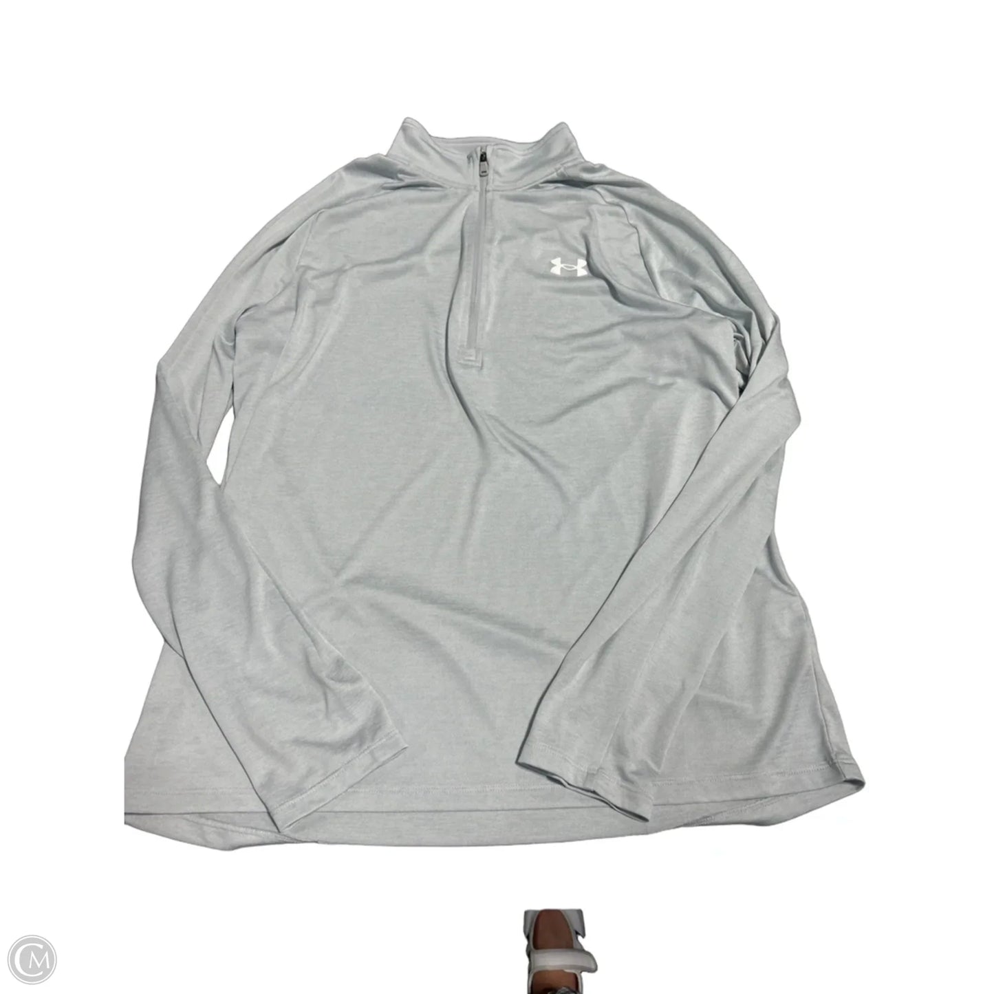 Athletic Top Long Sleeve Collar By Under Armour In Grey, Size: L