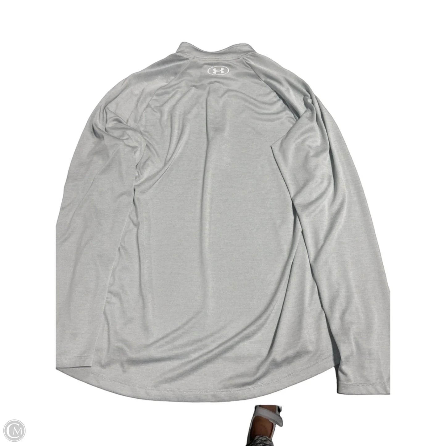 Athletic Top Long Sleeve Collar By Under Armour In Grey, Size: L