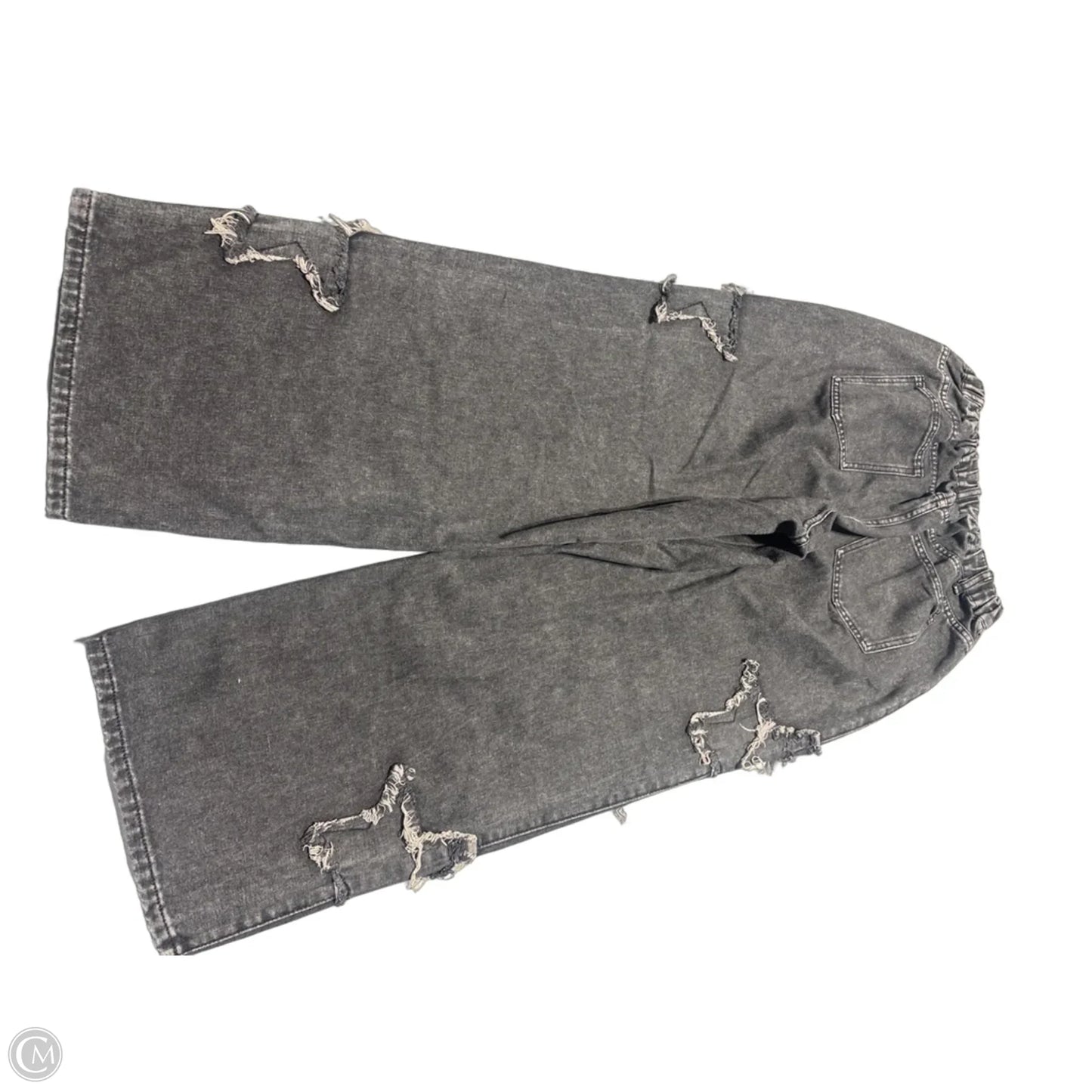 Jeans Wide Leg By Shein In Black Denim, Size: 16