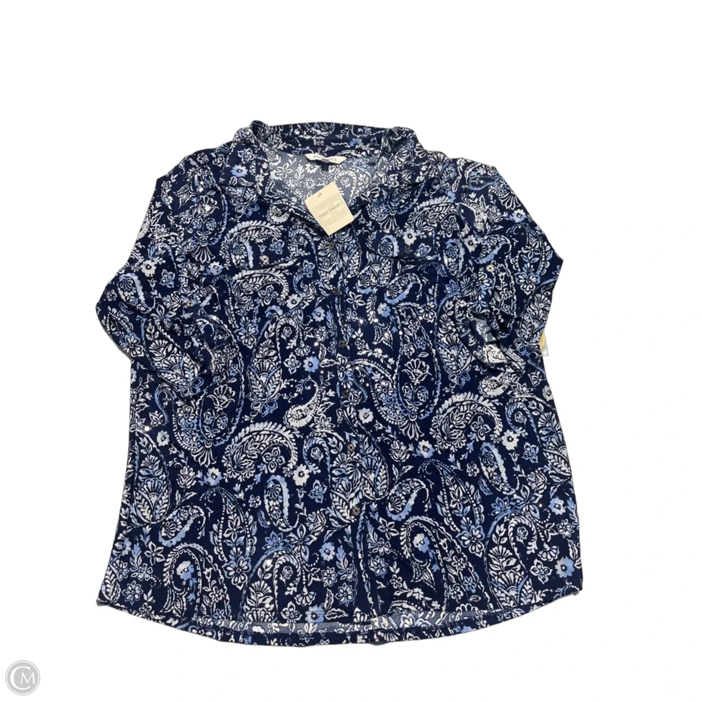 Top Long Sleeve By Emily Daniels In Navy, Size: 1x