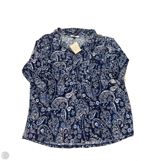 Top Long Sleeve By Emily Daniels In Navy, Size: 1x