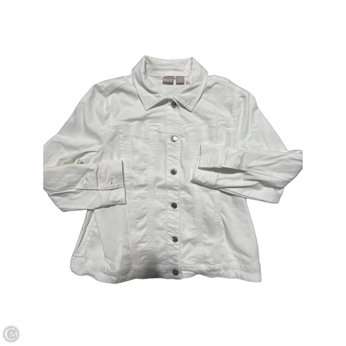 Jacket Denim By Chicos In White Denim, Size: L