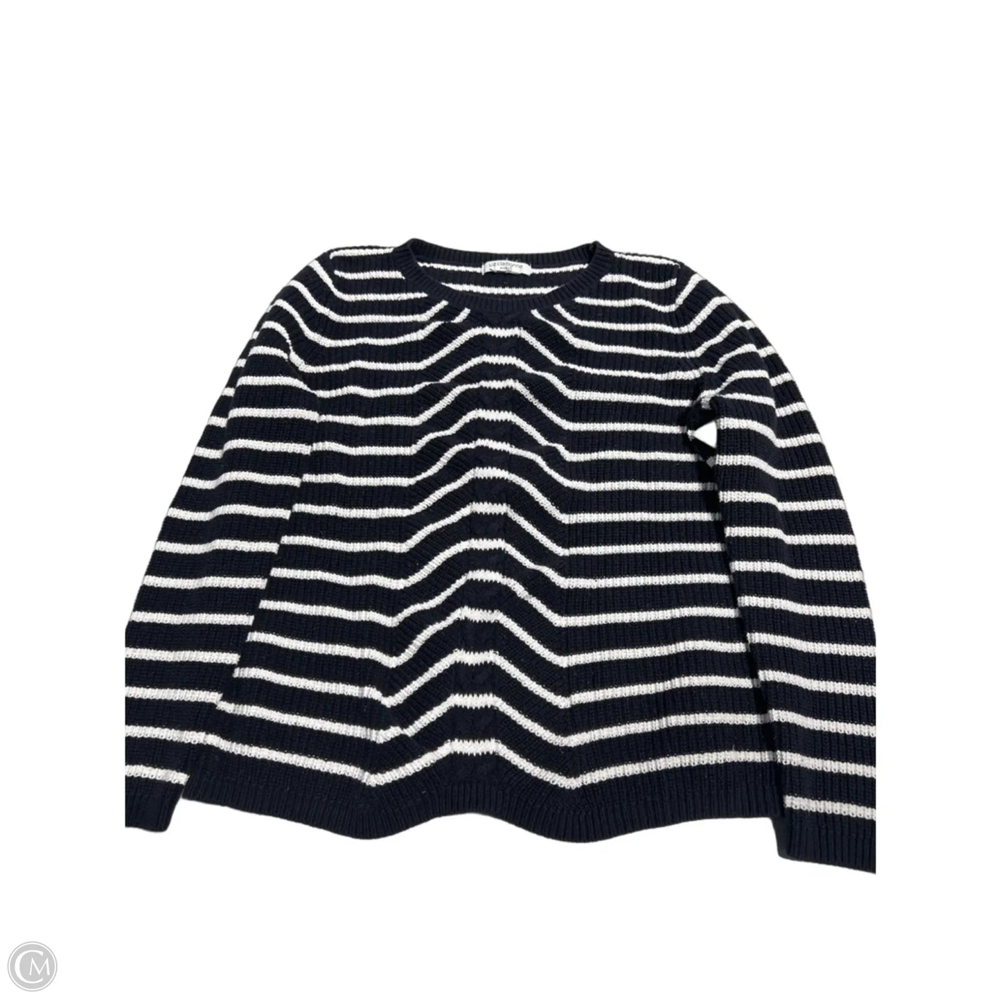 Sweater By Liz Claiborne In Blue & White, Size: M