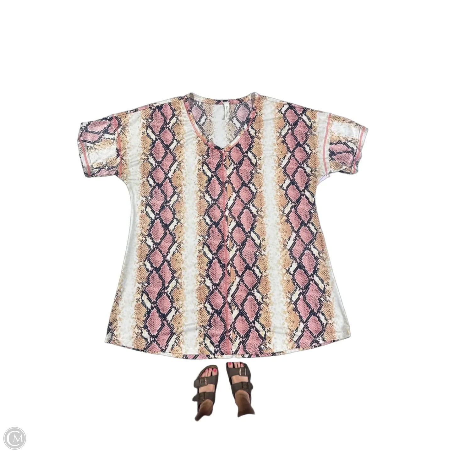 Top Short Sleeve By Cmc In Snakeskin Print, Size: S