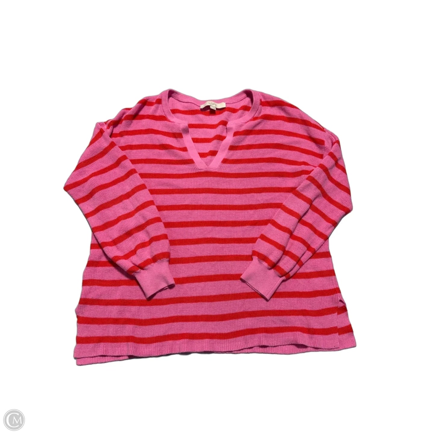 Sweater By Loft In Pink & Red, Size: M