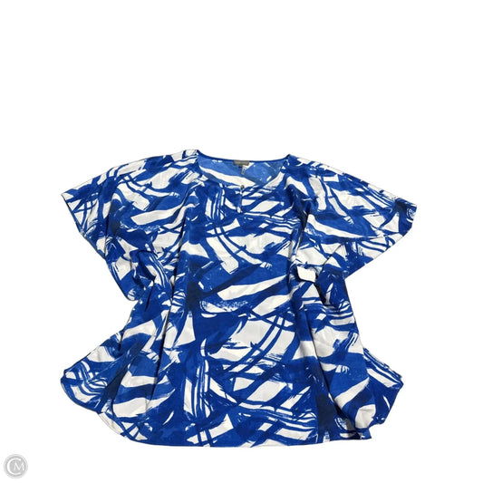 Top Short Sleeve By Vince Camuto In Blue & White, Size: 2x