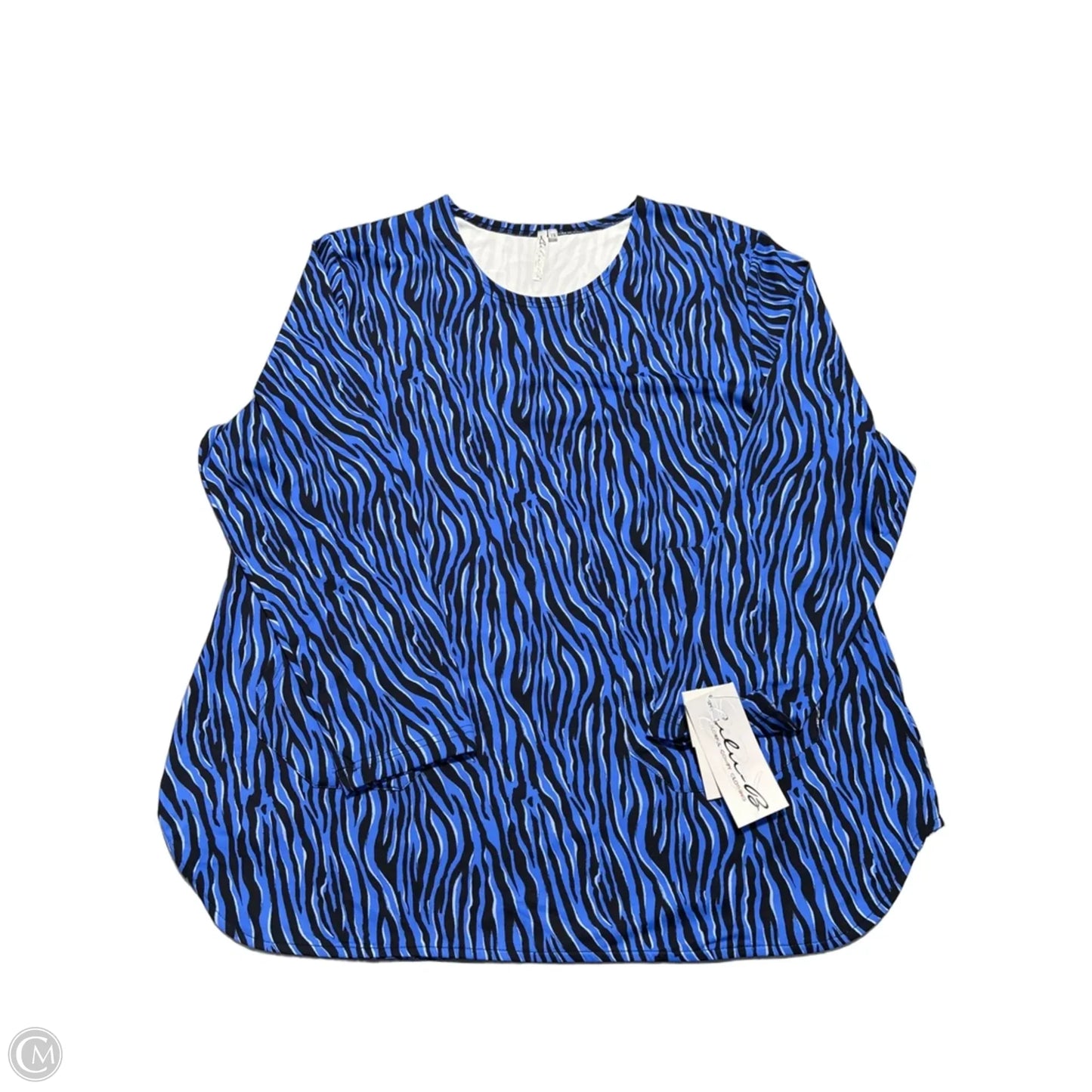 Athletic Top Short Sleeve By Lulu B In Black & Blue, Size: 1x