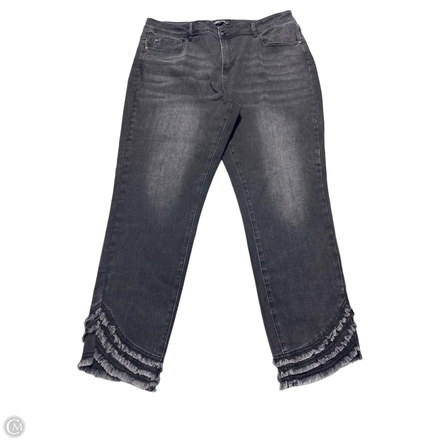 Jeans Straight By Charlie B In Black Denim, Size: 16