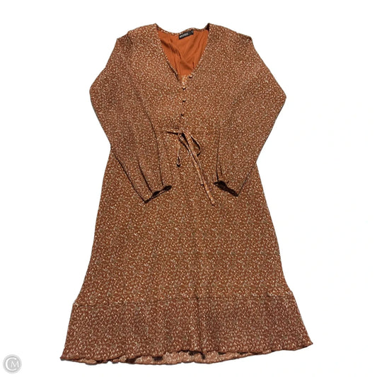 Dress Casual Midi By Cmc In Brown, Size: S