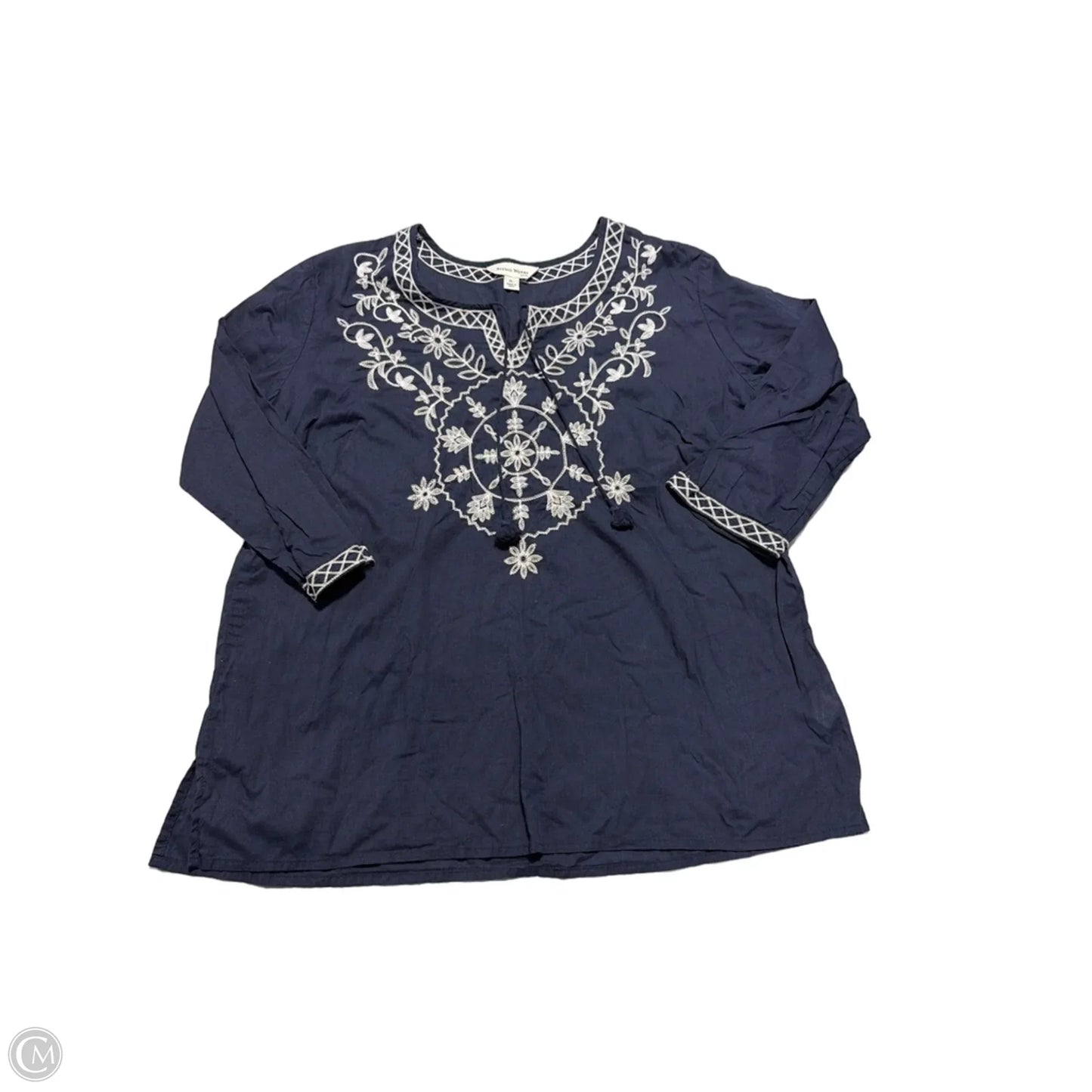 Top 3/4 Sleeve By Studio Works In Navy, Size: L