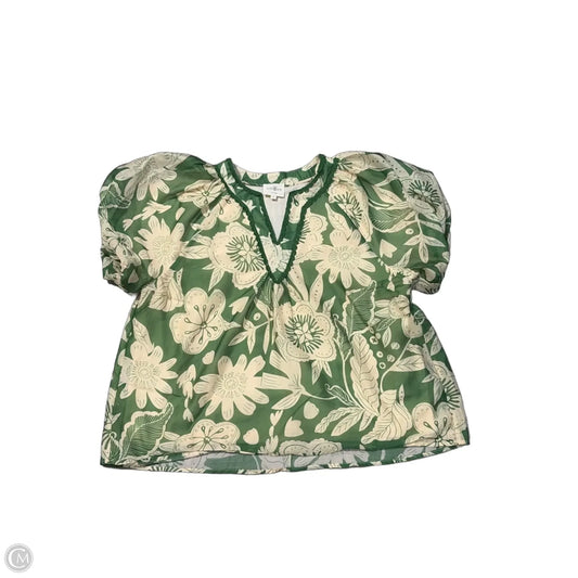 Blouse Short Sleeve By Umgee In Cream & Green, Size: Xl