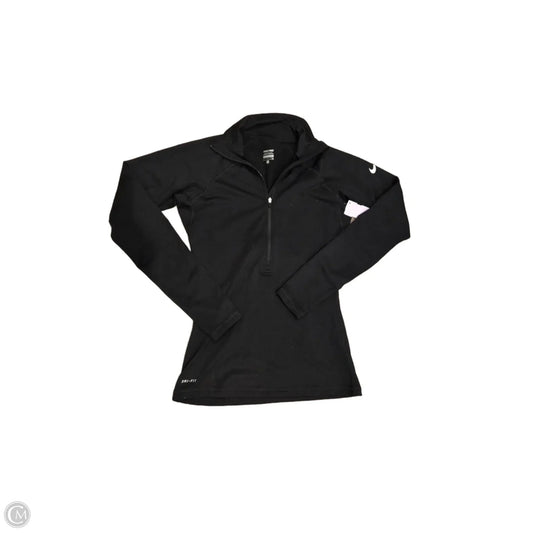 Athletic Top Long Sleeve Collar By Nike In Black, Size: S