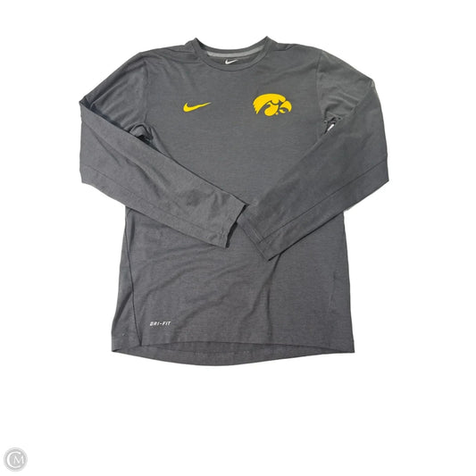 Athletic Top Long Sleeve Collar By Nike In Black, Size: S