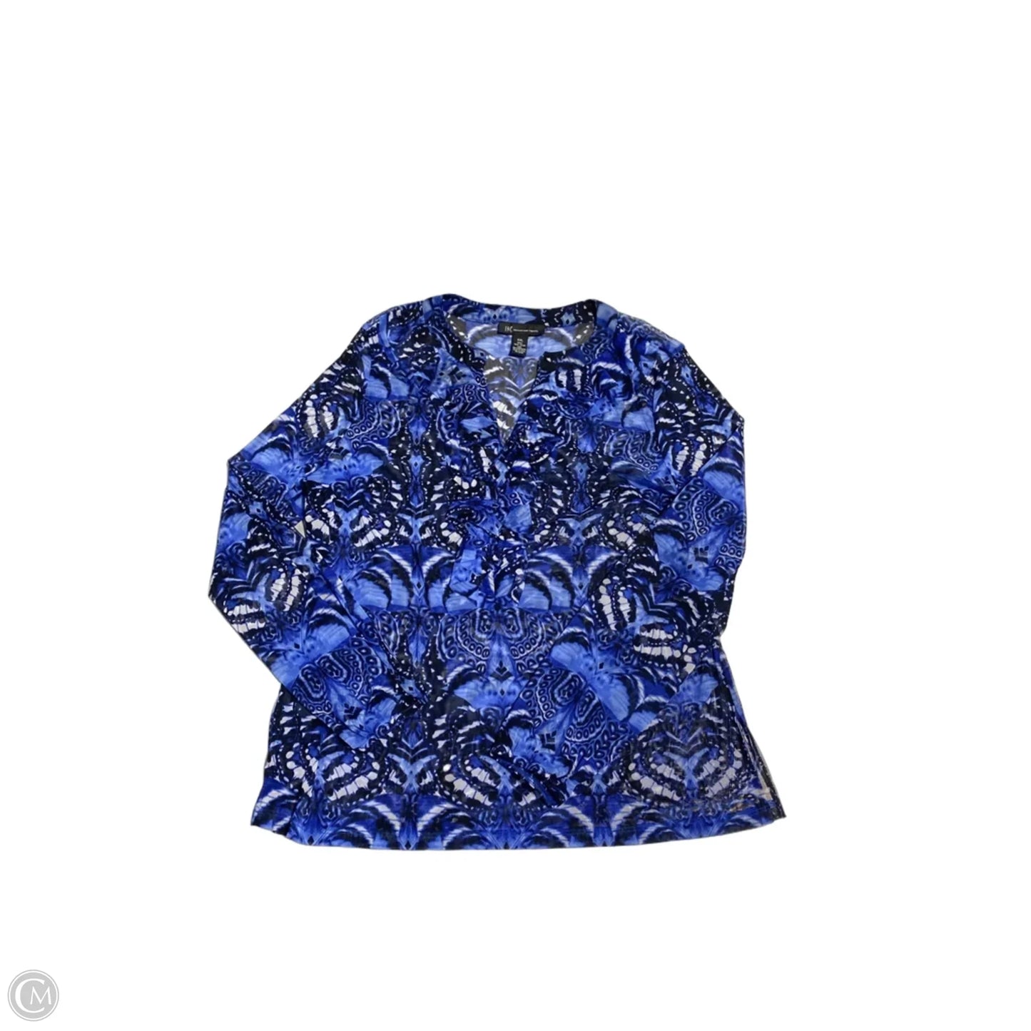 Blouse Long Sleeve By Inc In Blue & White, Size: Xxl