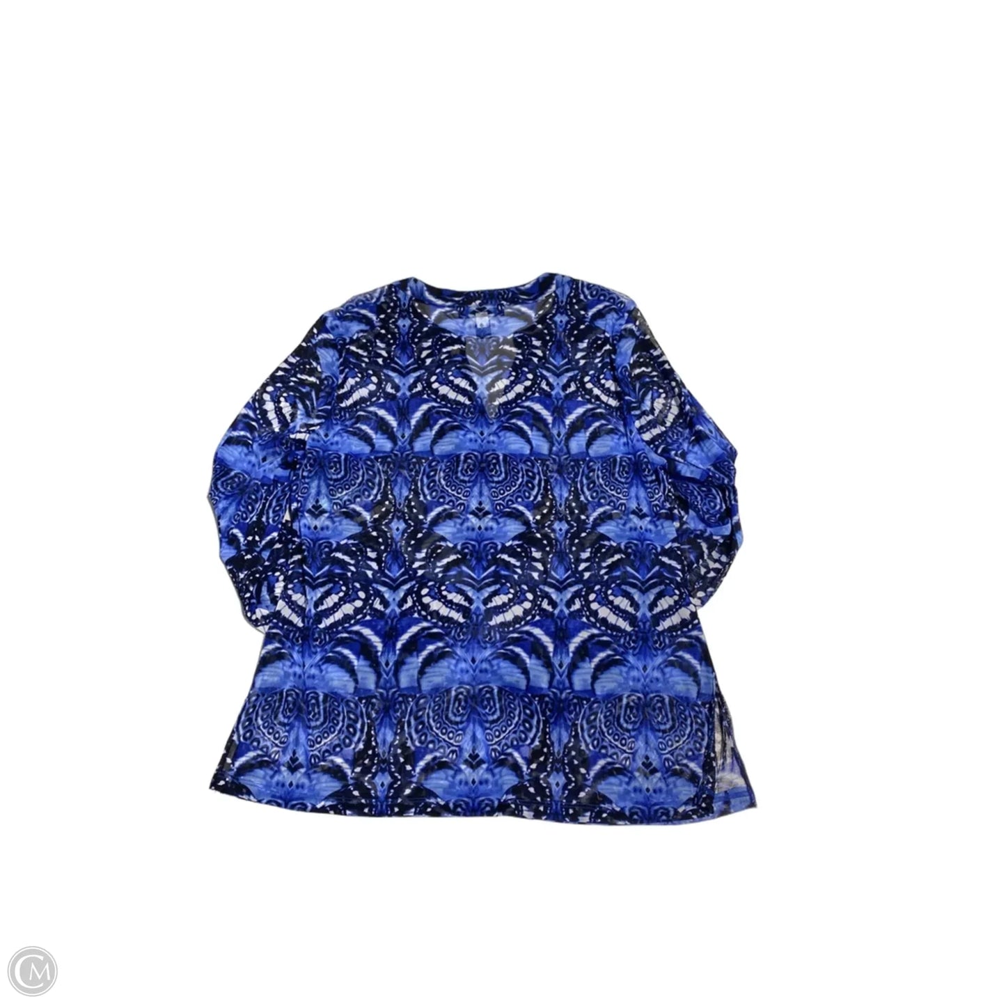 Blouse Long Sleeve By Inc In Blue & White, Size: Xxl