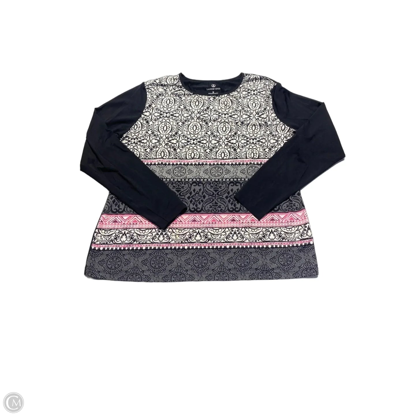 Top Long Sleeve By Lands End In Black & White, Size: Xl
