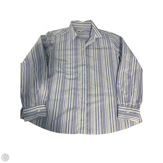 Top Long Sleeve By Foxcroft In Blue, Size: L