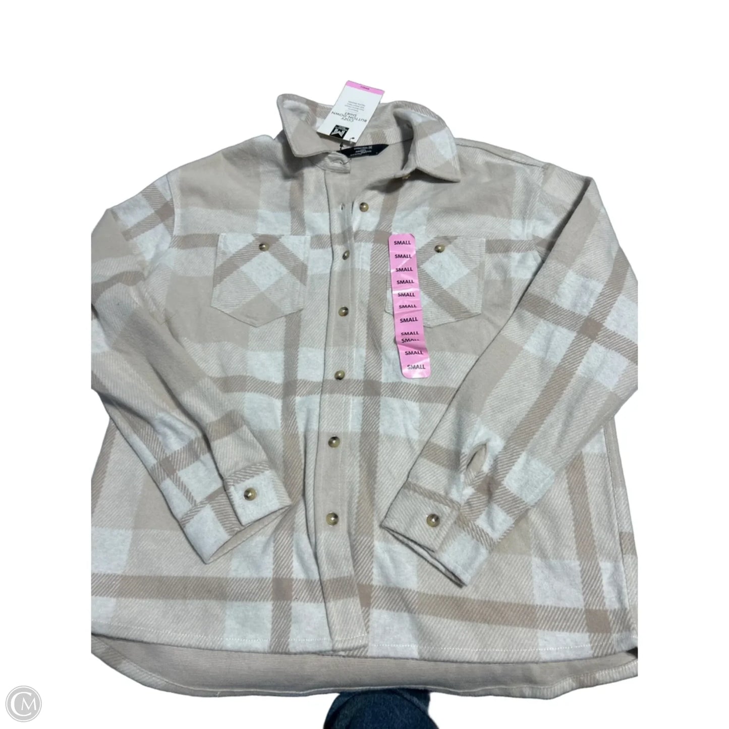 Top Long Sleeve By Members Mark In Beige, Size: S