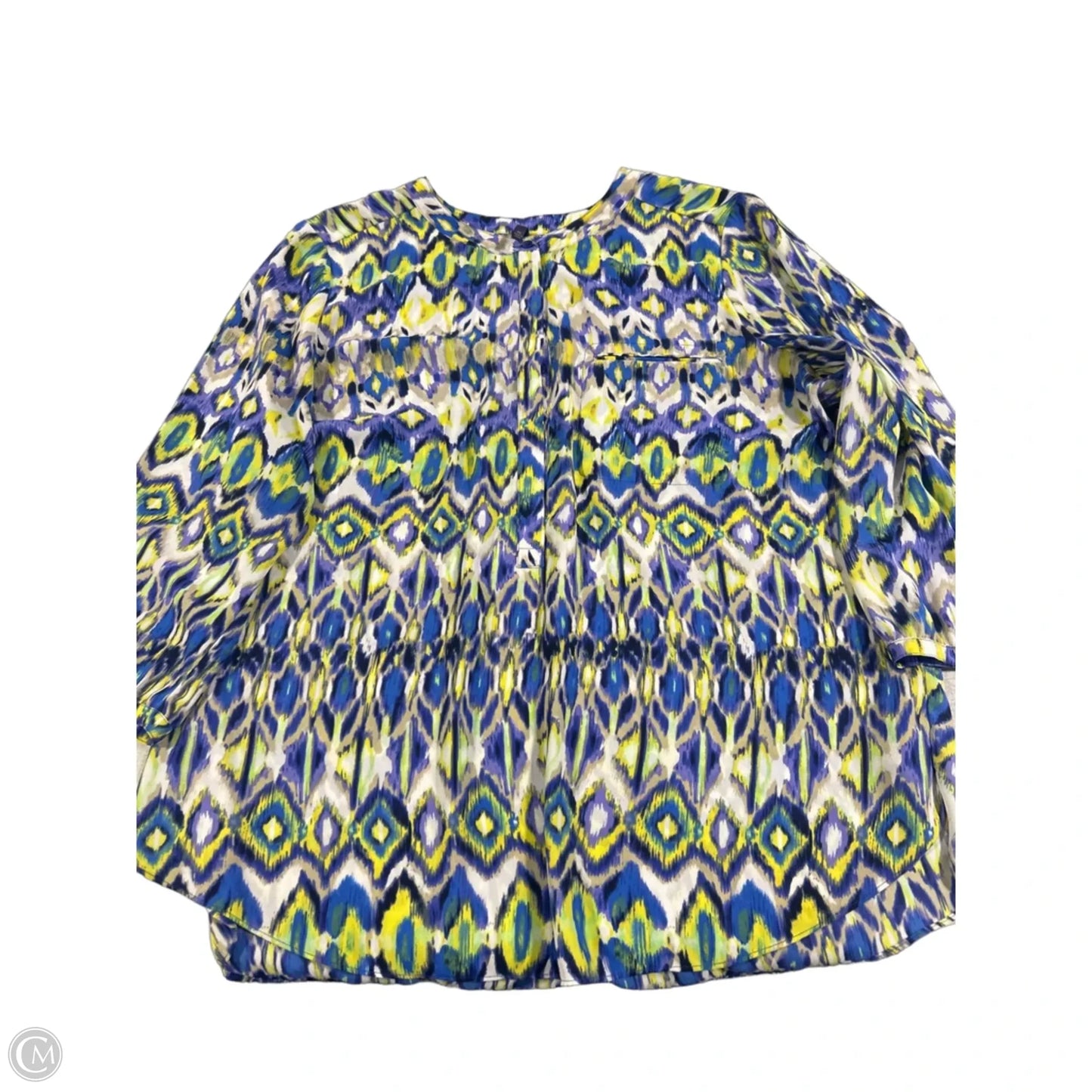 Top Long Sleeve By Cmc In Blue & Green, Size: Xlp
