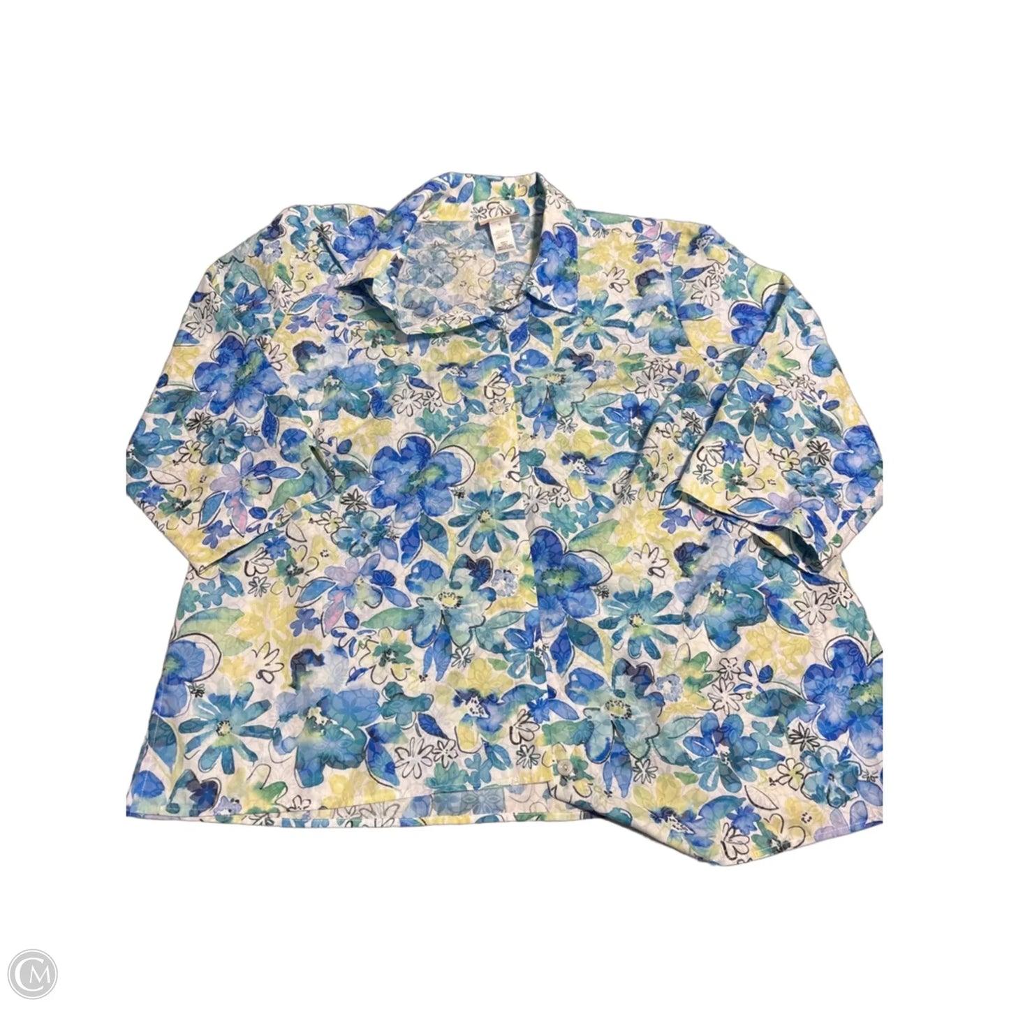 Top Long Sleeve By Alfred Dunner In Blue, Size: 1x
