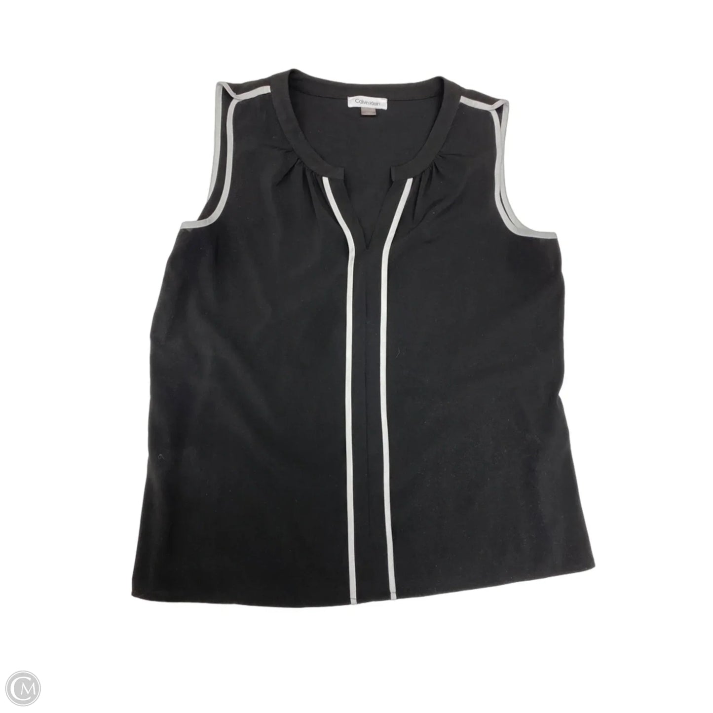 Blouse Sleeveless By Calvin Klein In Black & White, Size: L