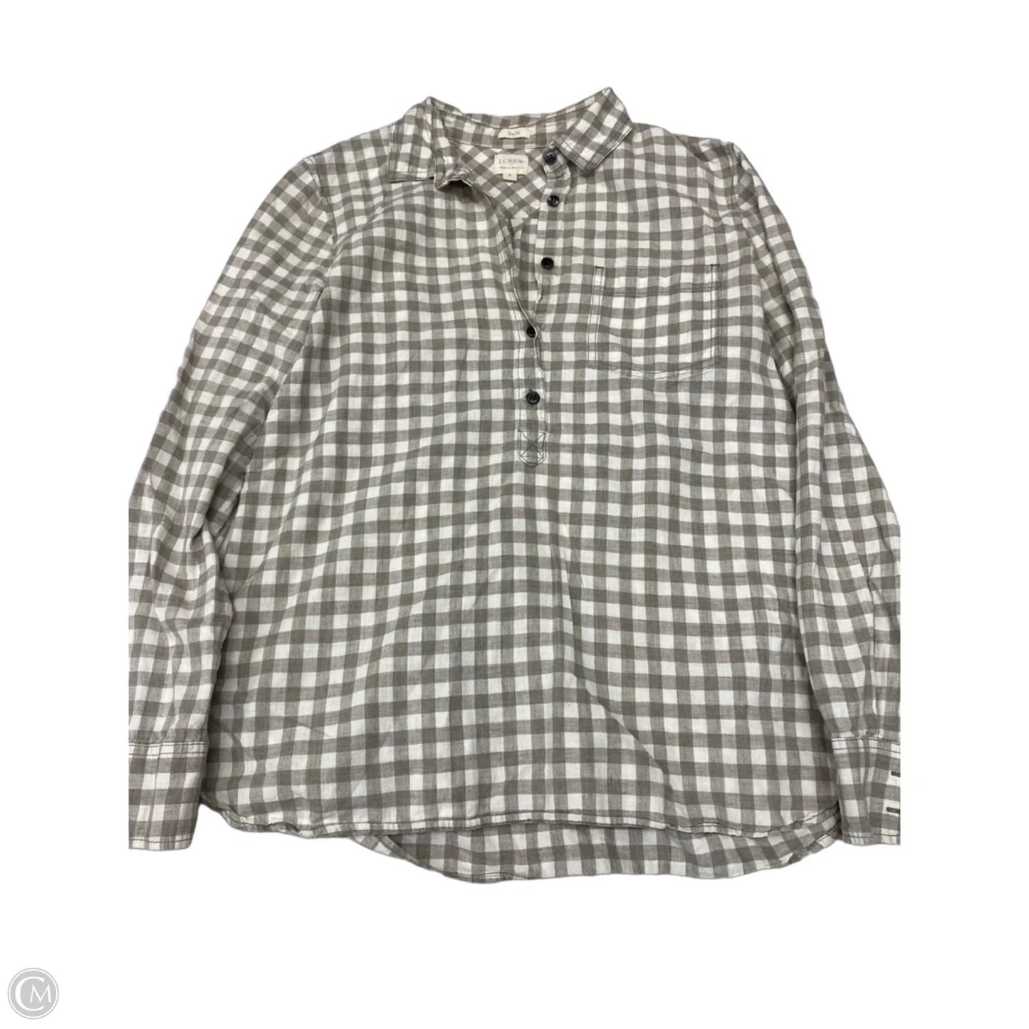 Top Long Sleeve By J. Crew In Checkered Pattern, Size: M