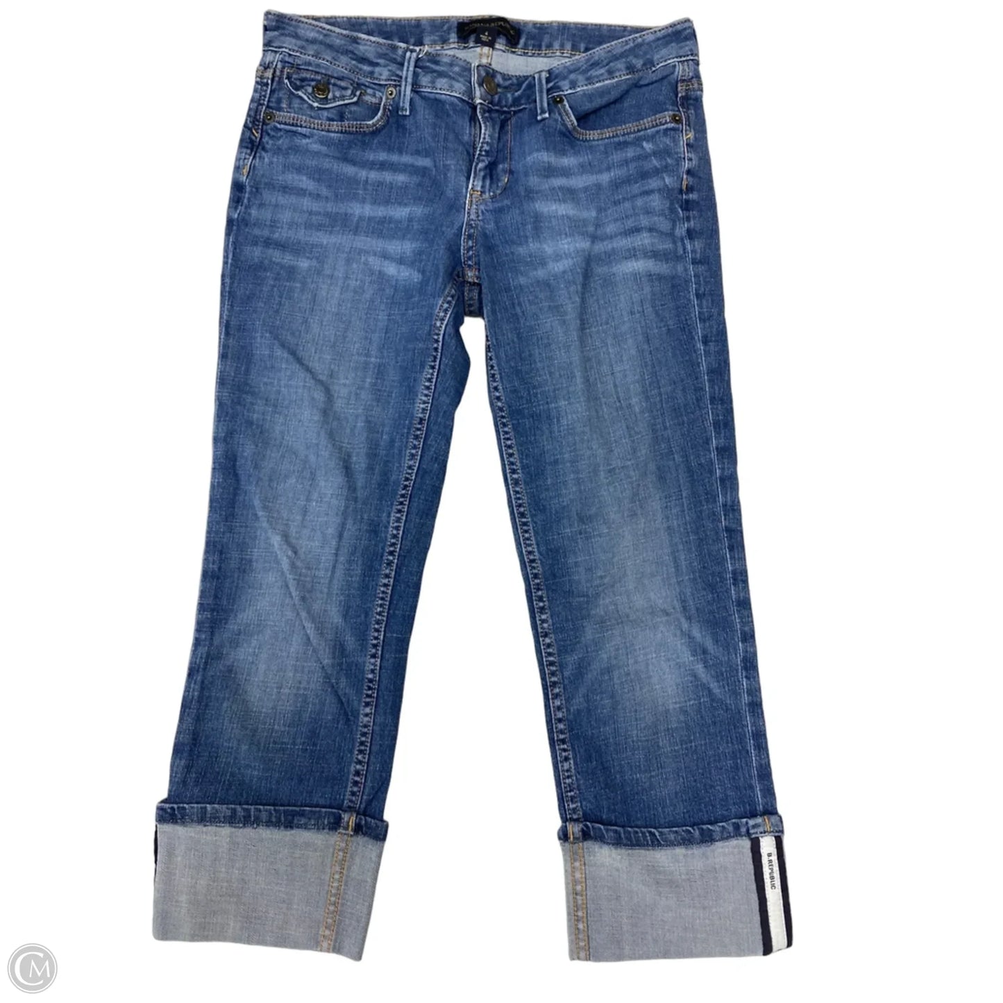 Jeans Cropped By Banana Republic In Blue Denim, Size: 4