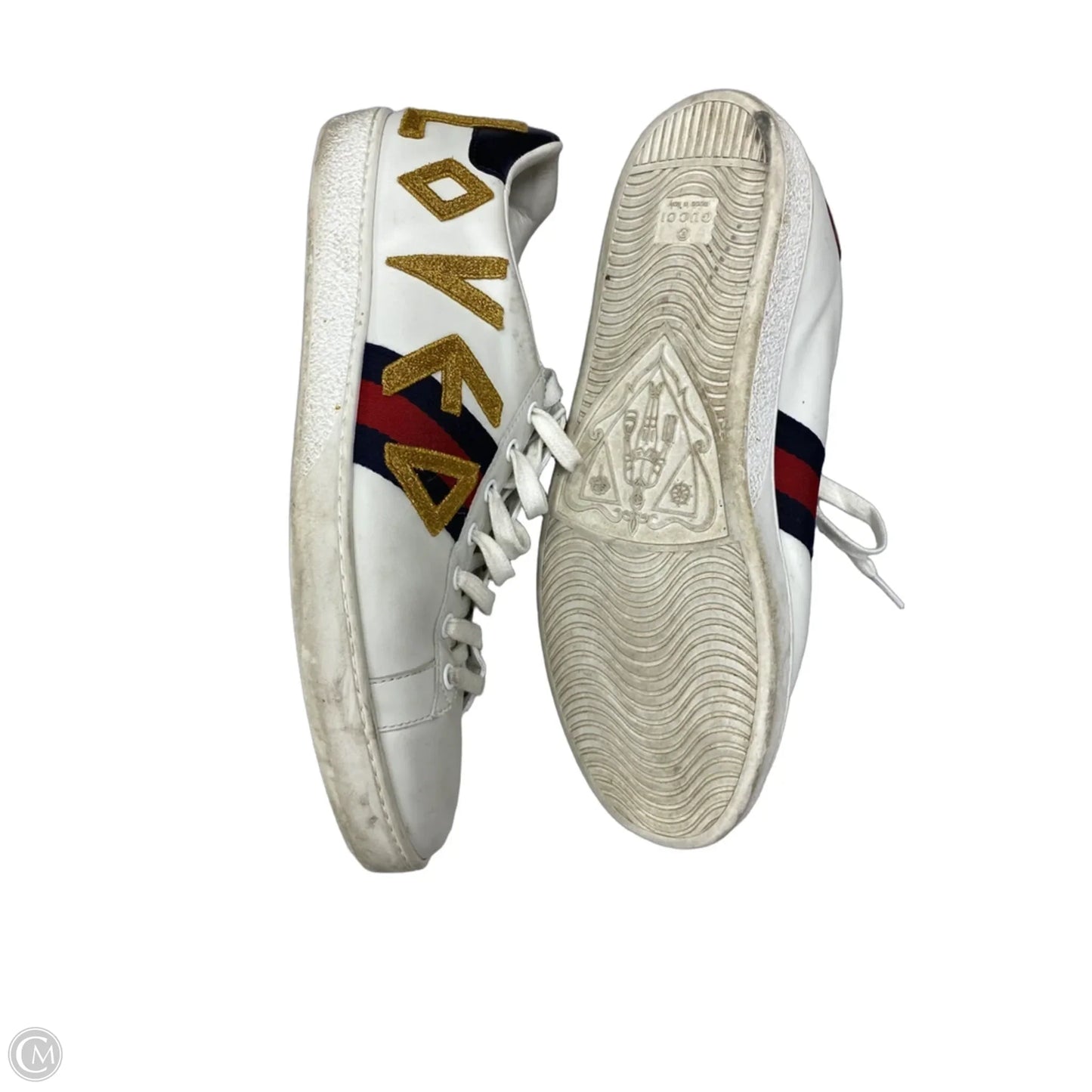 Shoes Luxury Designer By Gucci In White, Size: 10.5