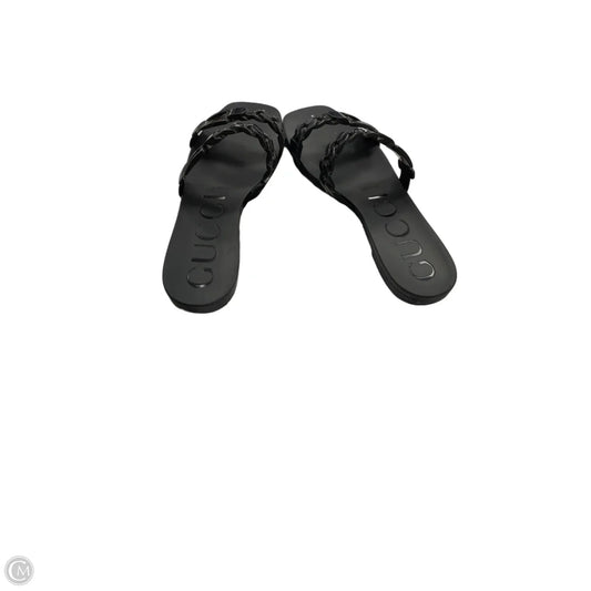 Sandals Luxury Designer By Gucci In Black, Size: 9.5