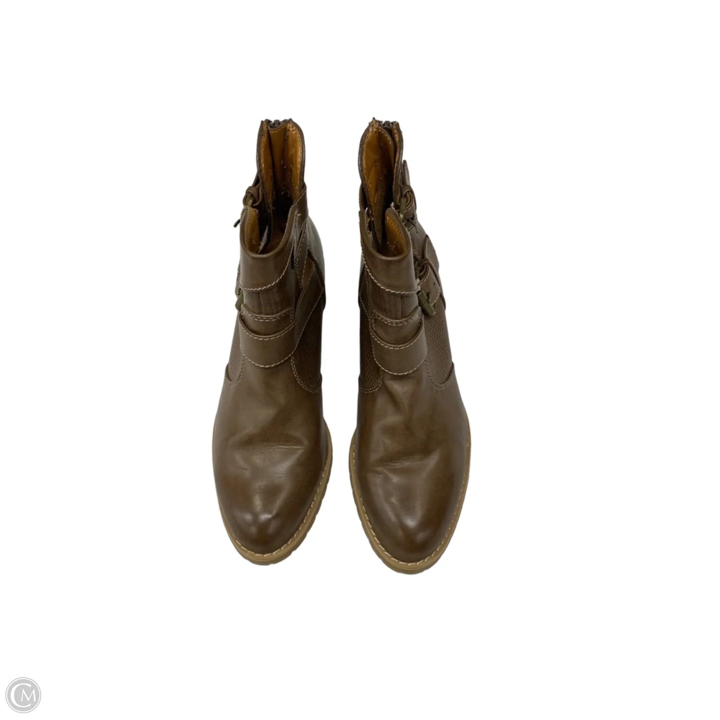 Boots Ankle Heels By Sofft In Brown, Size: 8.5