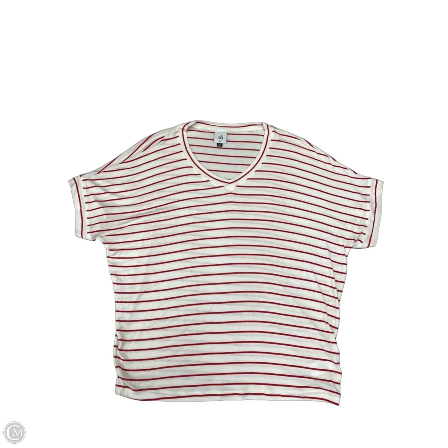 Top Short Sleeve By Cabi In Striped Pattern, Size: M