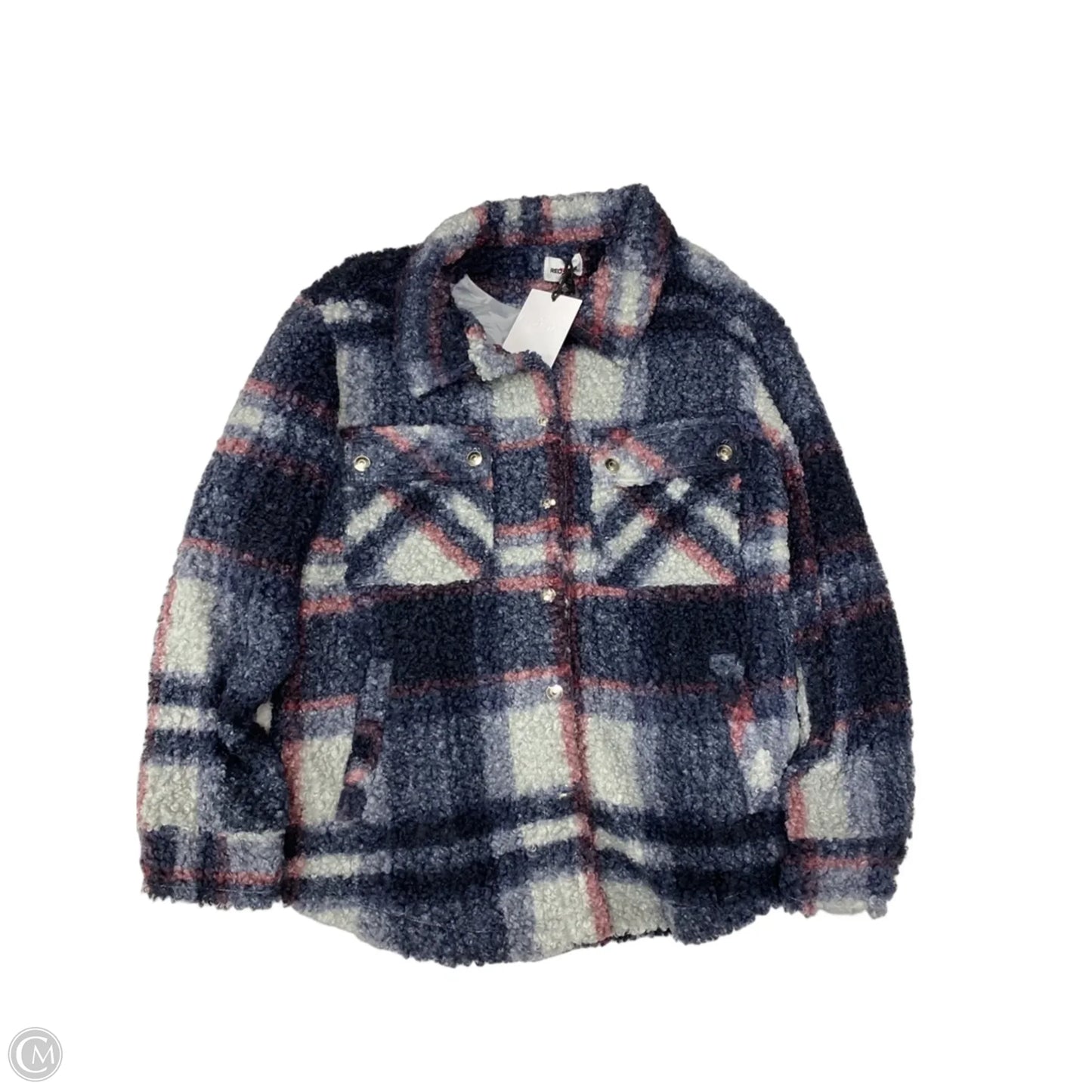 Jacket Faux Fur & Sherpa By Clothes Mentor In Blue & Red & White, Size: Xl