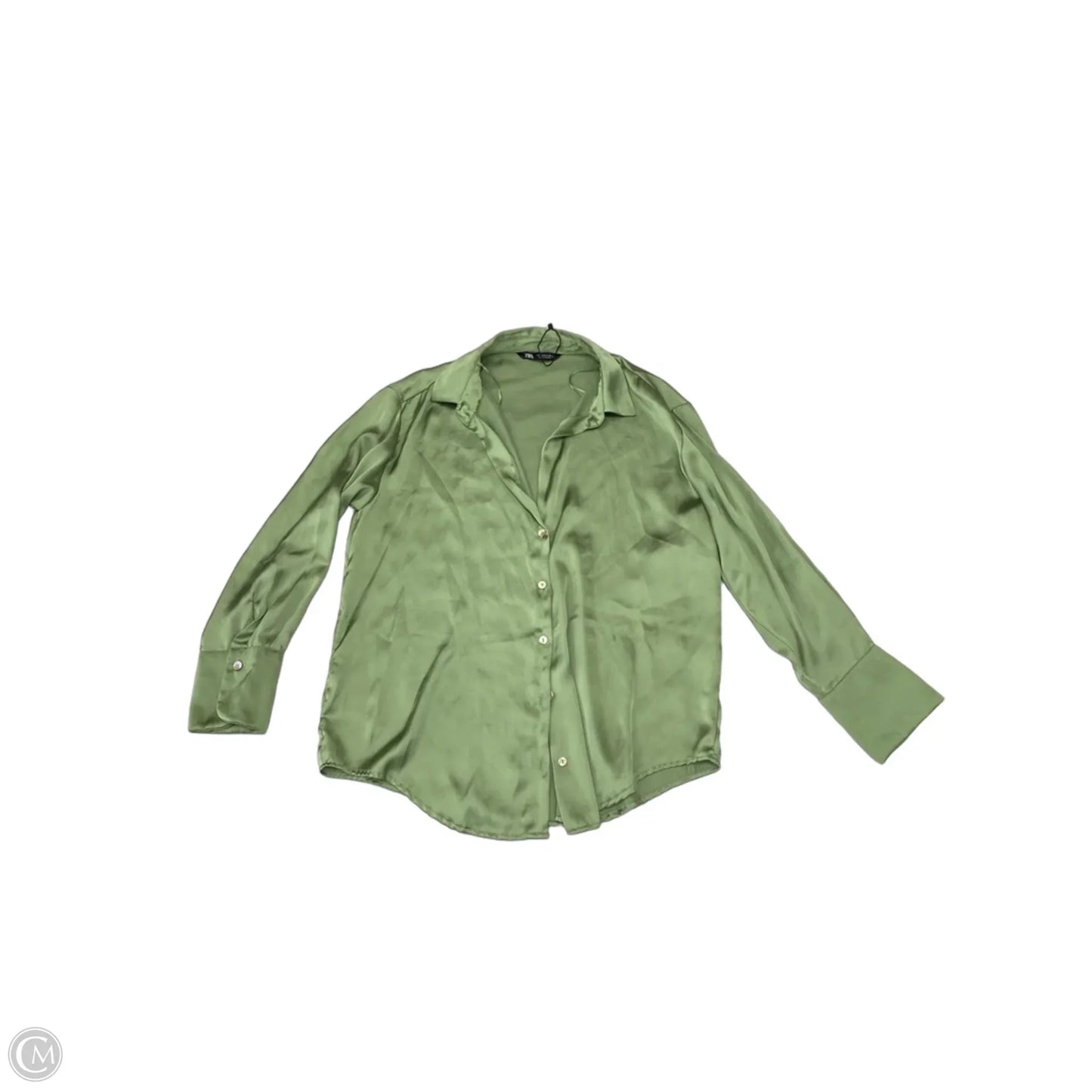 Blouse Long Sleeve By Zara In Green, Size: M
