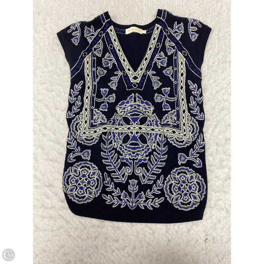 Top Short Sleeve Designer By Tory Burch In Blue & Grey, Size: S