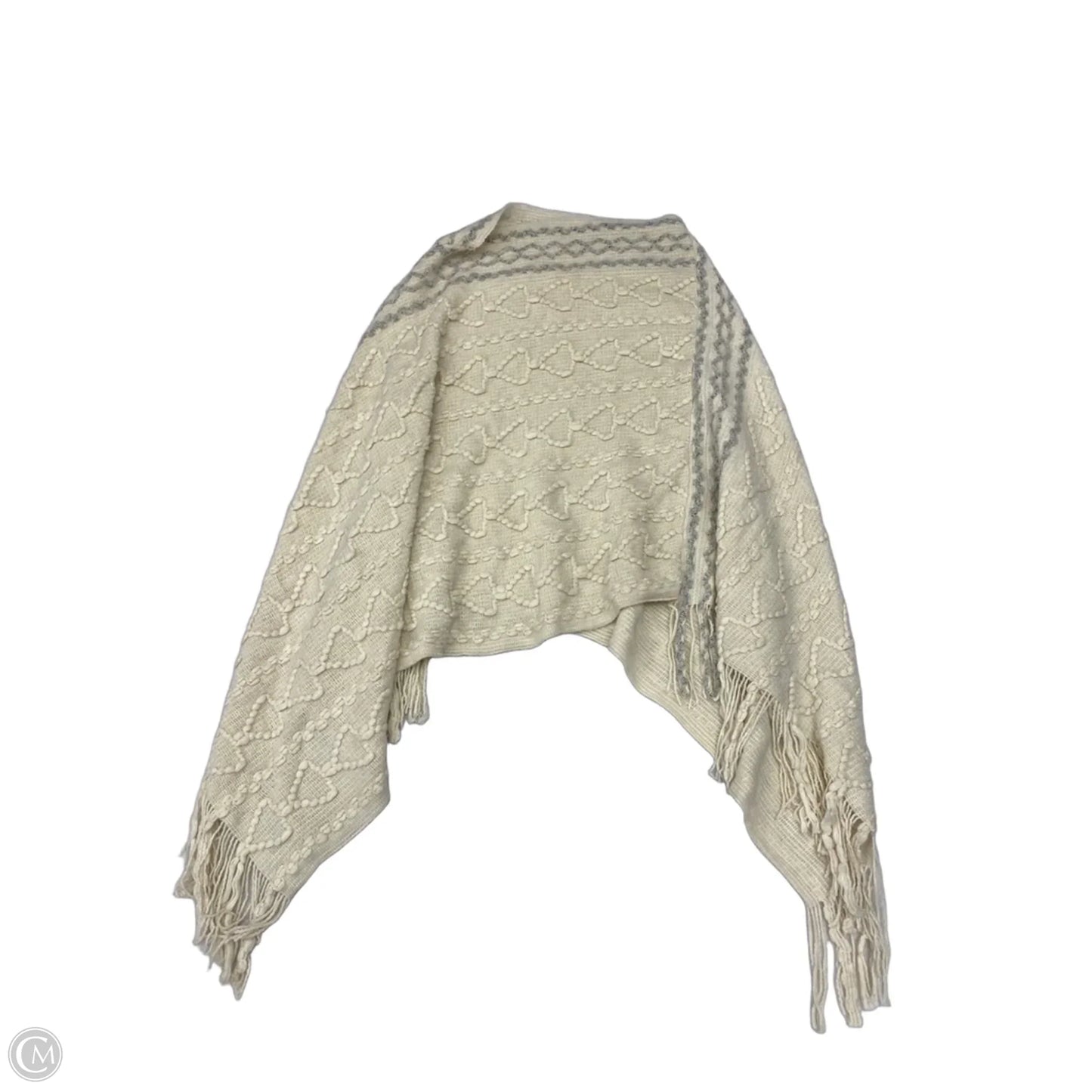 Poncho By Clothes Mentor In Cream & Grey, Size: Osfm