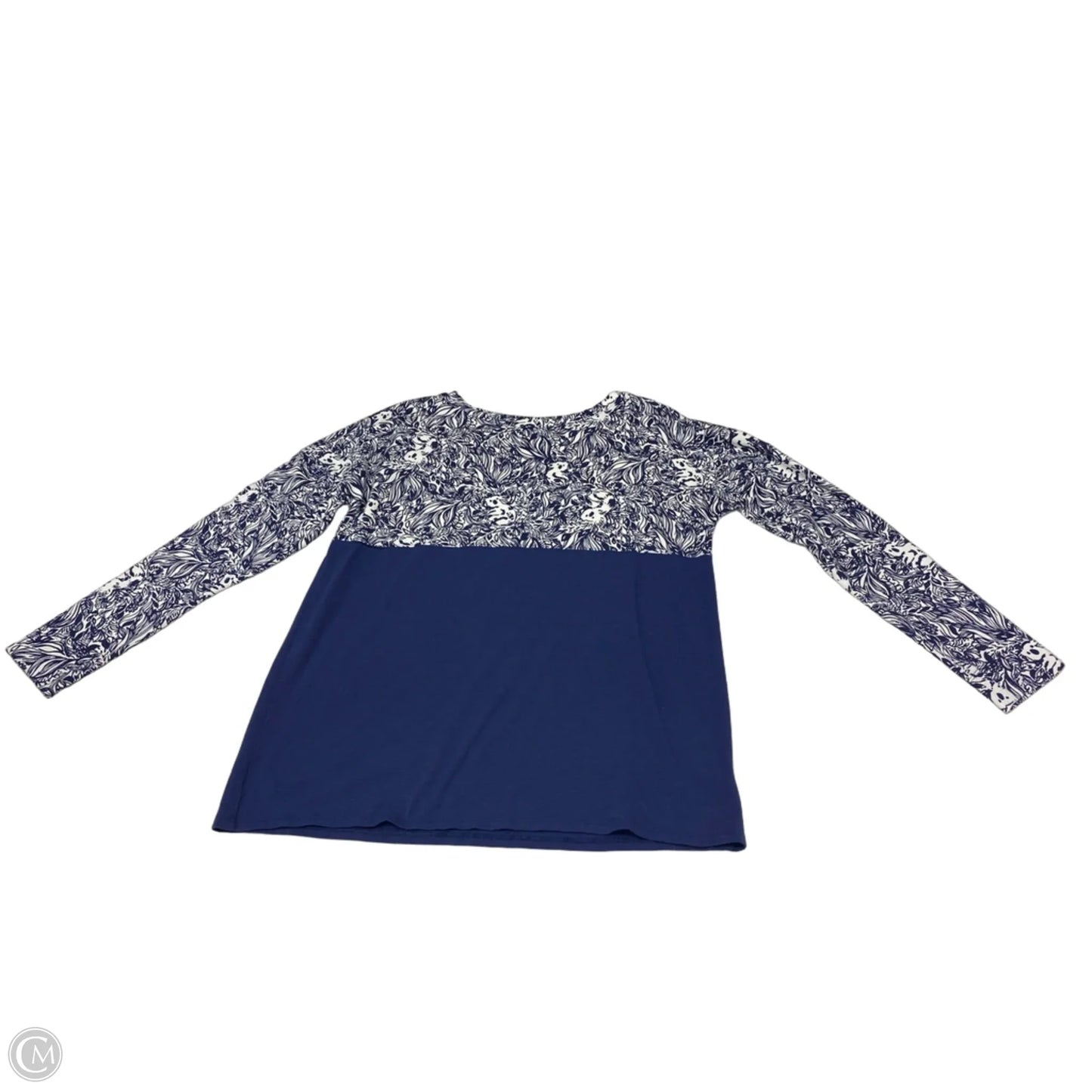 Top Long Sleeve Designer By Lilly Pulitzer In Blue & White, Size: S