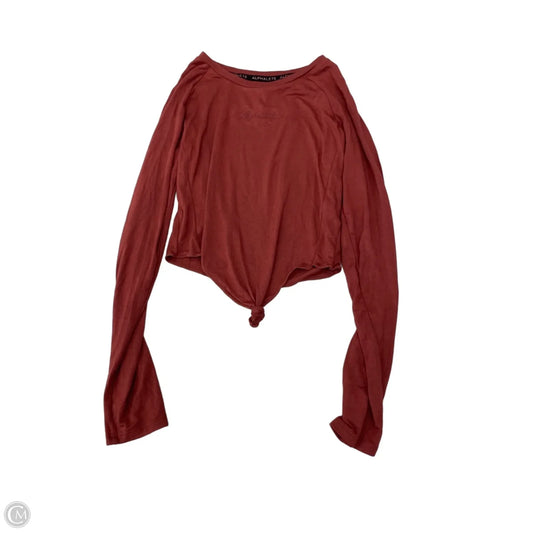 Athletic Top Long Sleeve Collar By Alphalete In Brown, Size: M