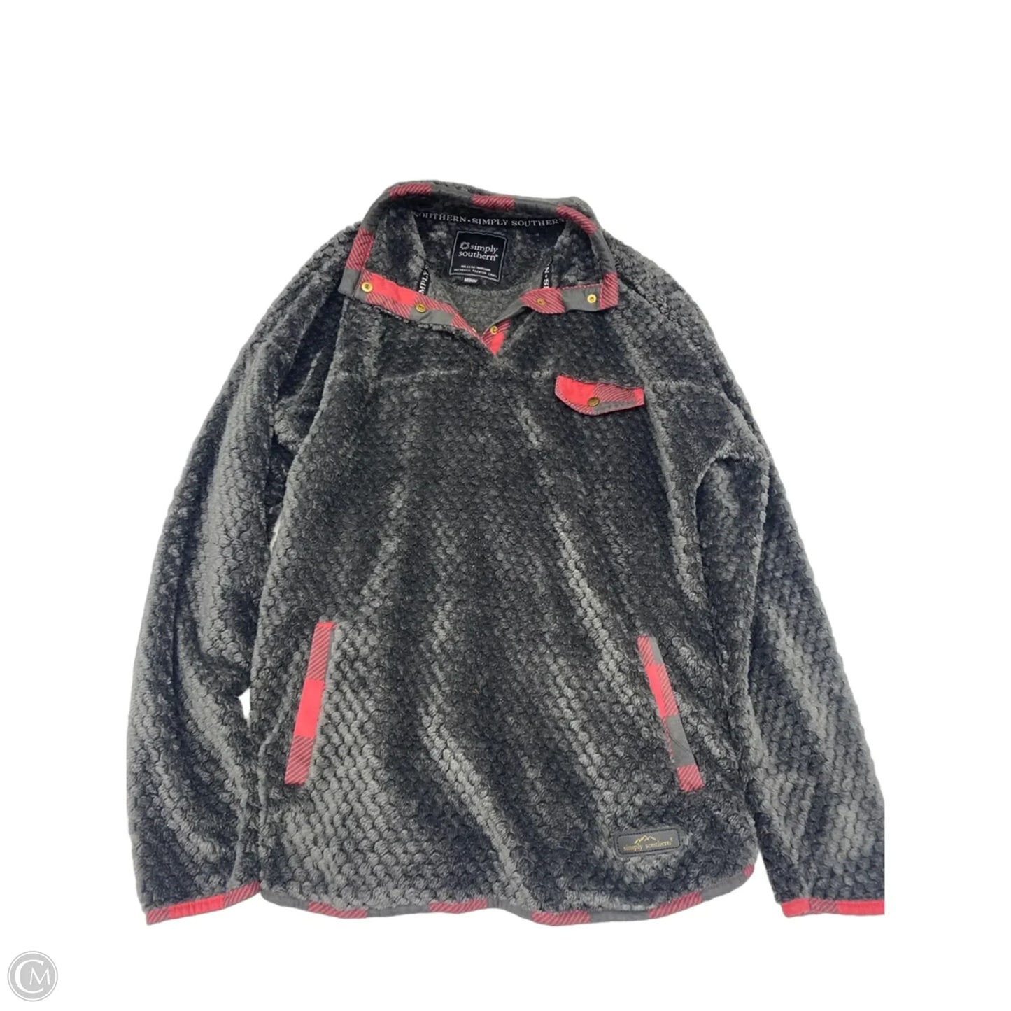 Jacket Fleece By Simply Southern In Grey, Size: M
