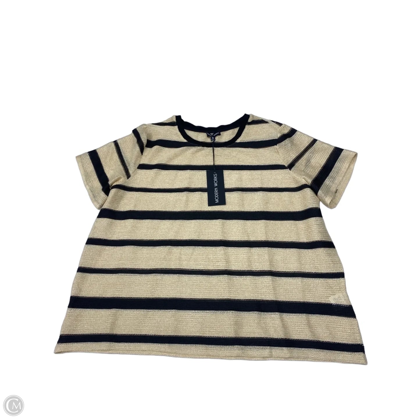 Top Short Sleeve By Modern Works In Black & Cream, Size: Xl