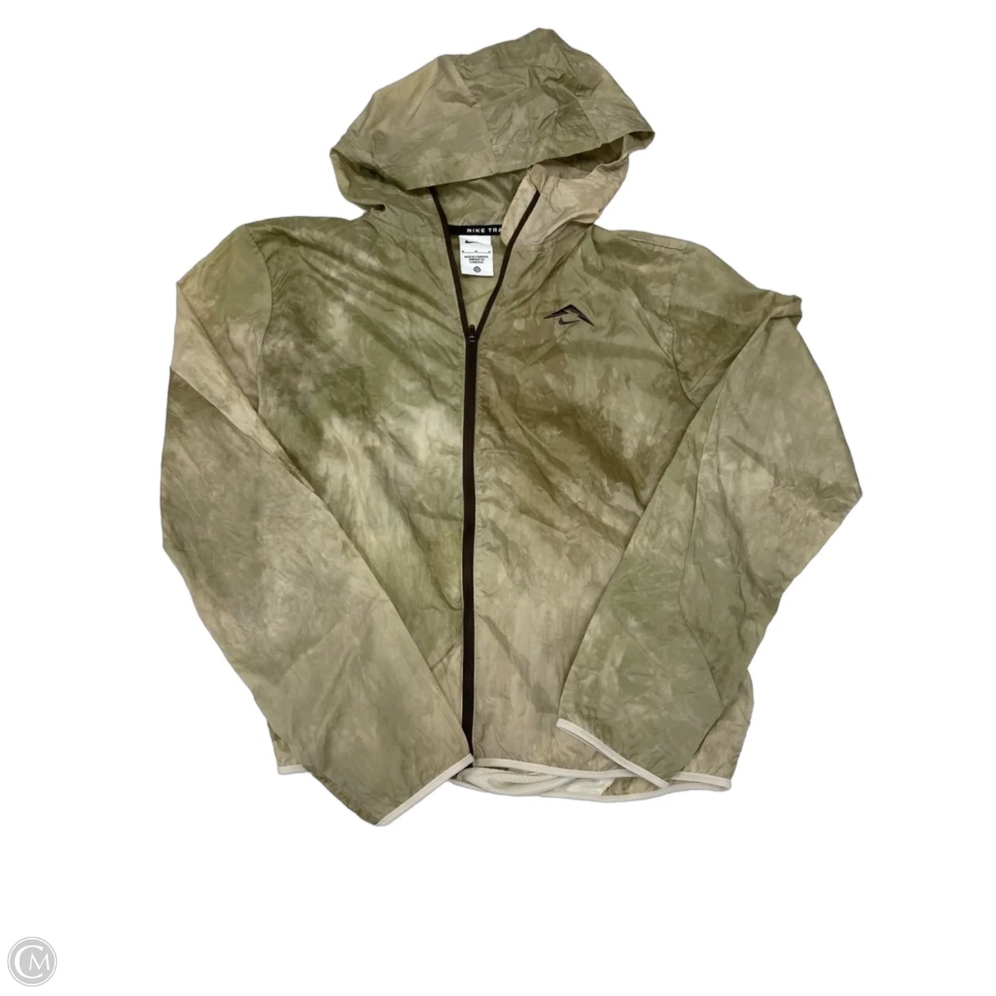 Jacket Windbreaker By Nike Apparel In Cream & Green, Size: M