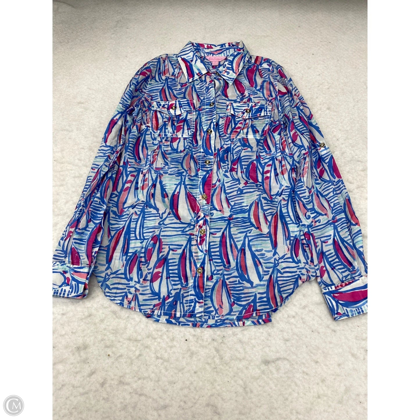 Top Long Sleeve Designer By Lilly Pulitzer In Blue, Size: Xs